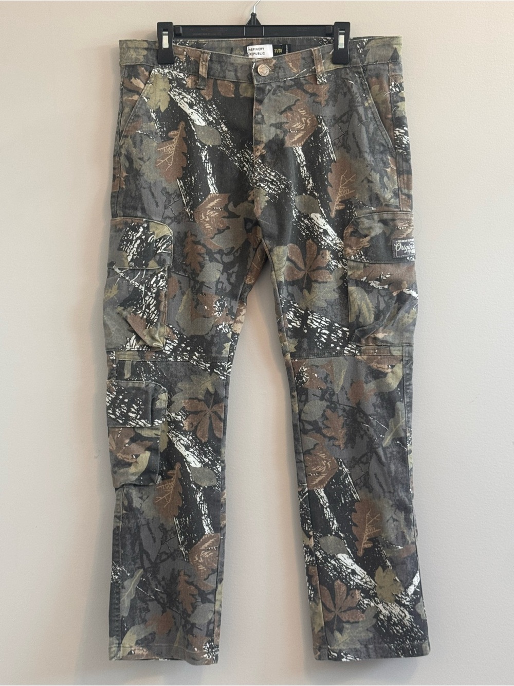 Refinery Republic Camo Cargo Pants Size 31 Woodland Utility Stretch